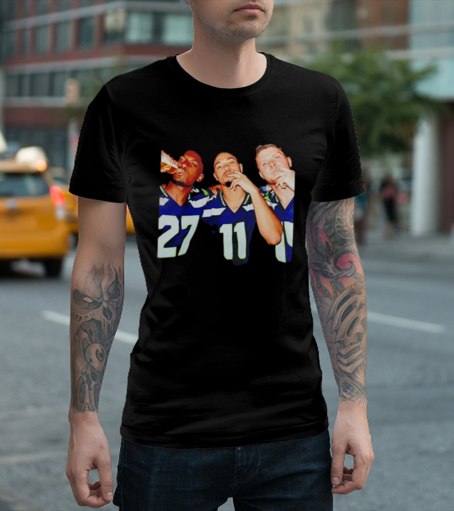 Avery Smith Jaxon Smith Njigba Sam Darnold Seattle Seahawks Smoking Image T-Shirt
