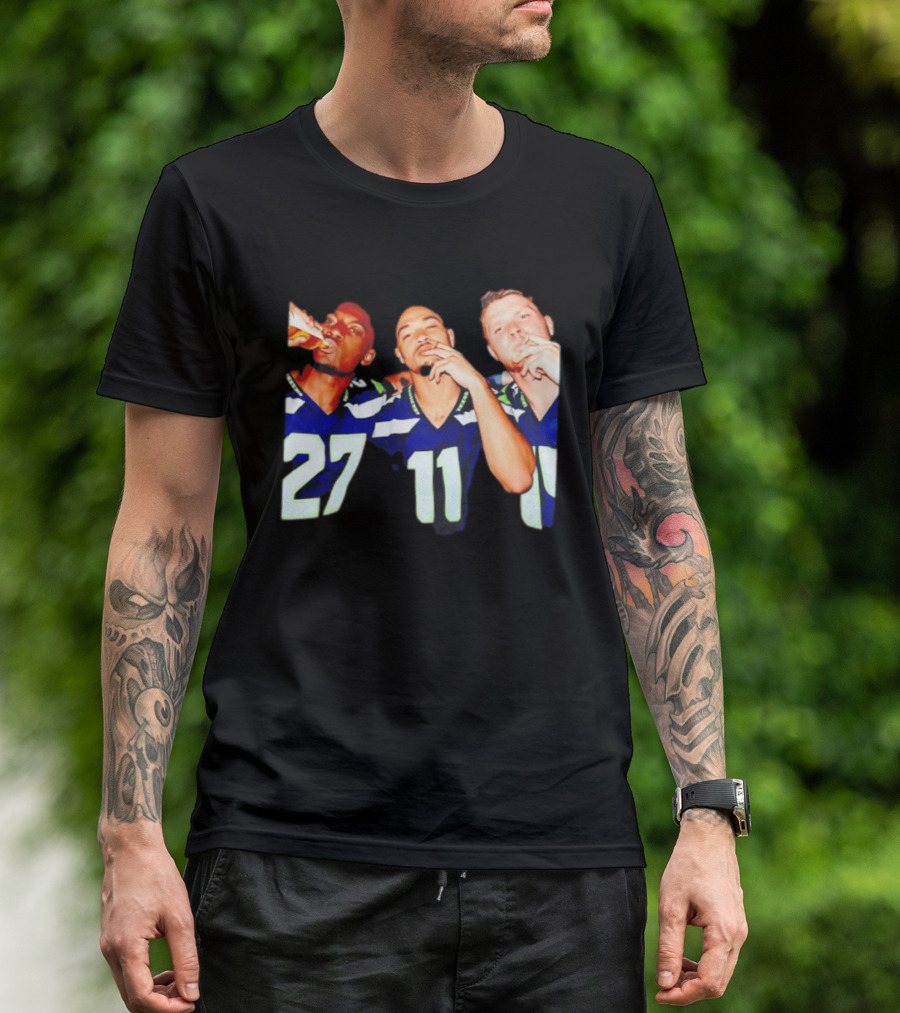 Avery Smith Jaxon Smith Njigba Sam Darnold Seattle Seahawks Smoking Image T-Shirt