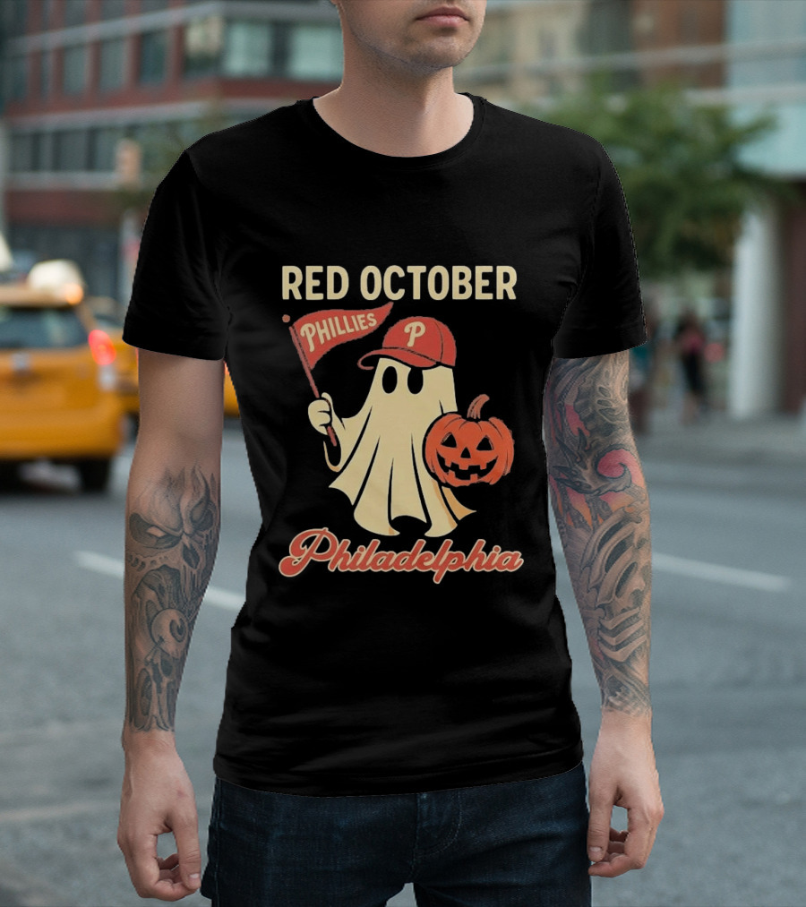 Red October Phillies Ghost Pumpkin Philadelphia T-Shirt