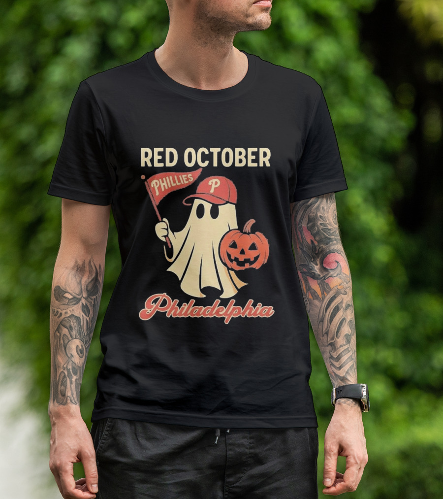 Red October Phillies Ghost Pumpkin Philadelphia T-Shirt