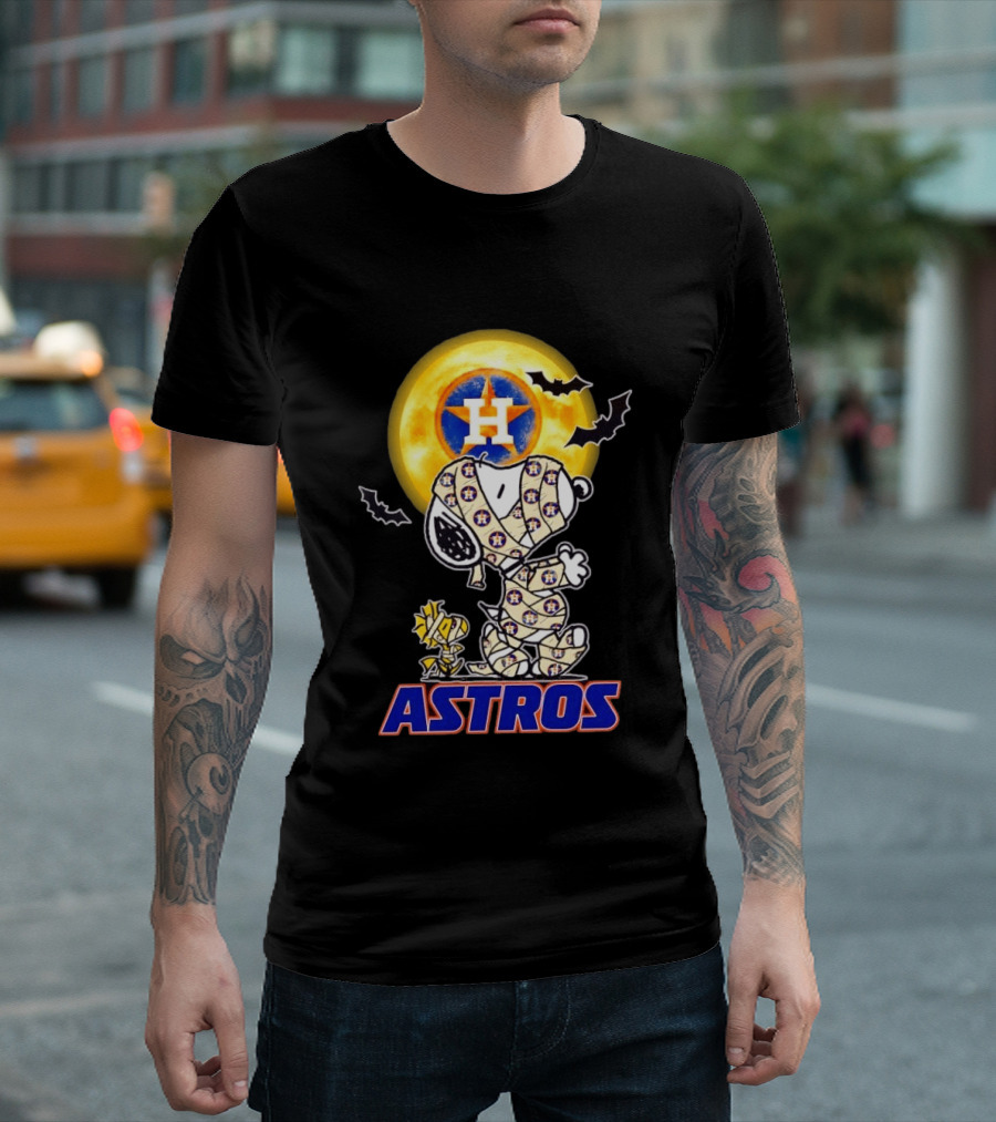 Houston Astros Snoopy Woodstock Halloween Mummy Cosplay T-Shirt