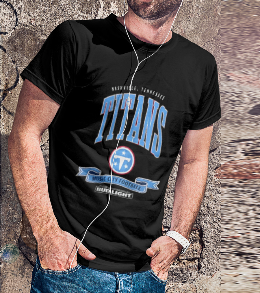 Nashville Tennessee Titans Music City Football Bud Light T-Shirt