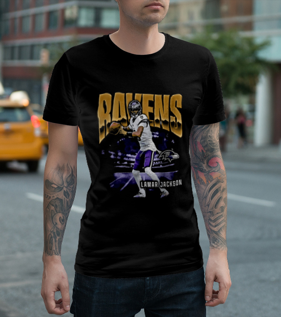 Ravens Lamar Jackson Football Iconic Quarterback T-Shirt
