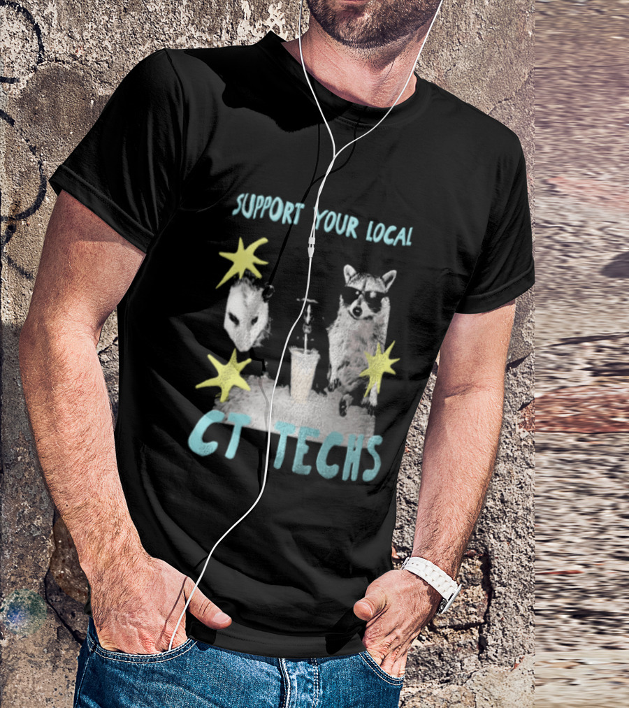 Support Your Local CT Techs Opossum Skunk Raccoon Stars T-Shirt