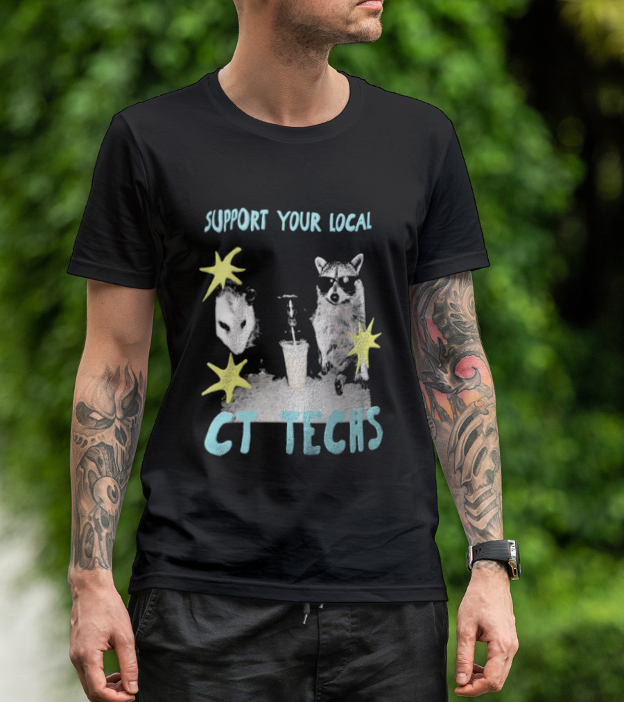 Support Your Local CT Techs Opossum Skunk Raccoon Stars T-Shirt