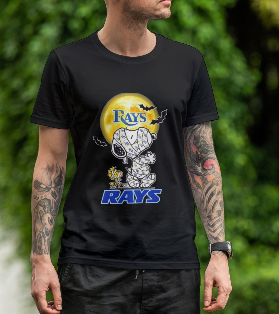 Tampa Bay Rays Snoopy Woodstock Halloween Mummy Moon Bats T-Shirt