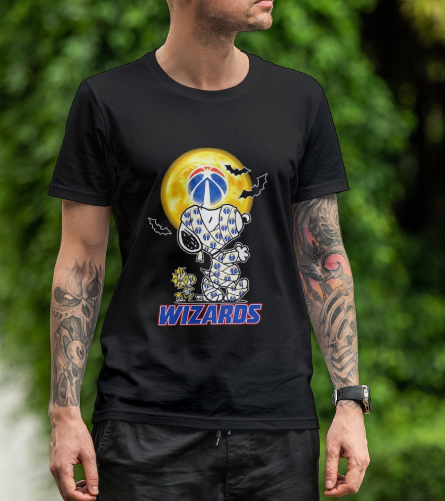 Washington Wizards Snoopy Woodstock Halloween Mummy Full Moon T-Shirt