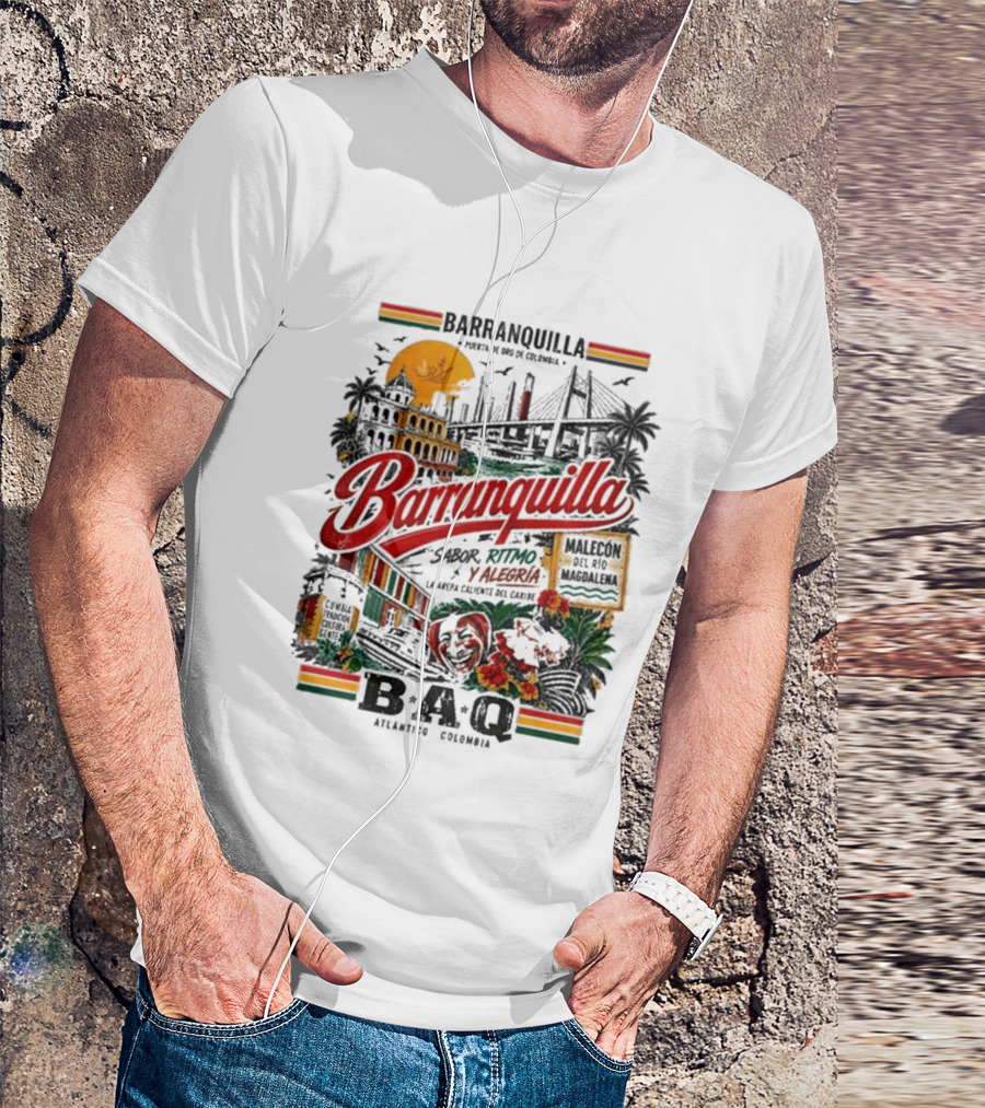 Barranquilla Colombia BAQ Sabor Ritmo Alegria Malecon Atlantico Explora T-Shirt