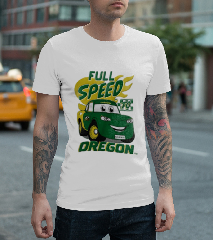 Full Speed Oregon Ducks Car Toon Sporting Team Spirit T-Shirt
