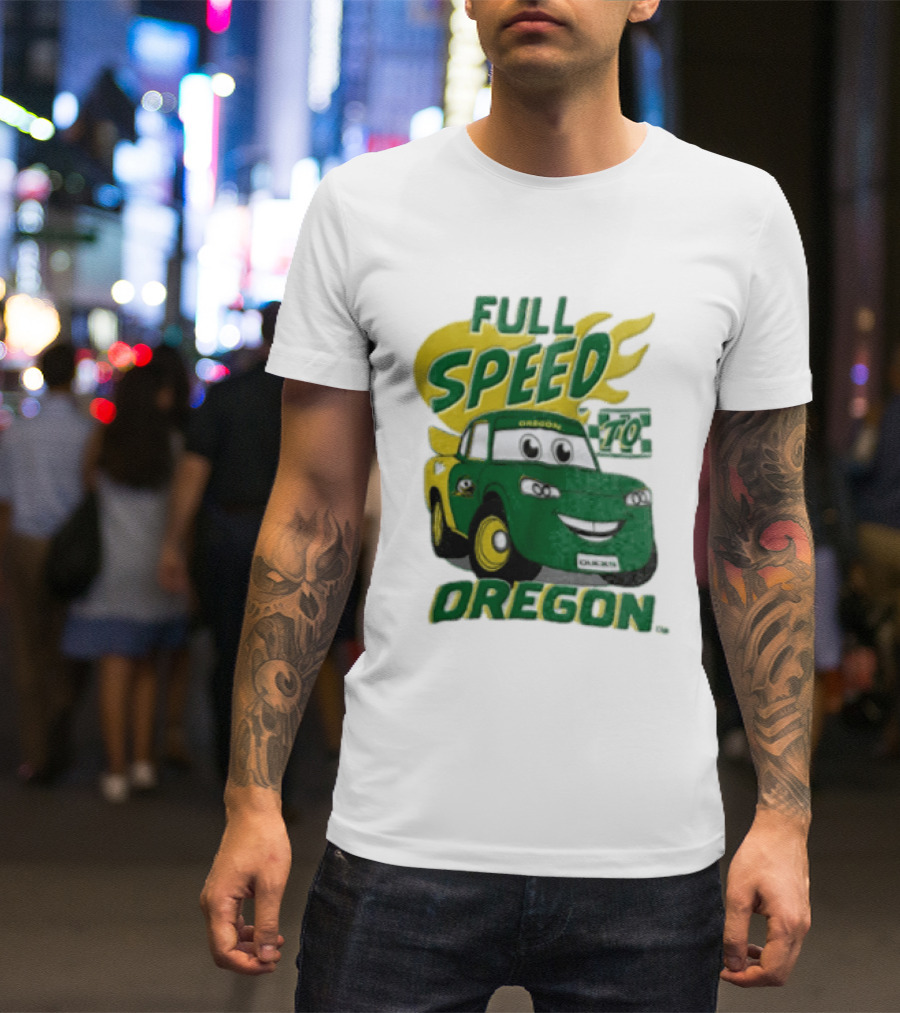 Full Speed Oregon Ducks Car Toon Sporting Team Spirit T-Shirt