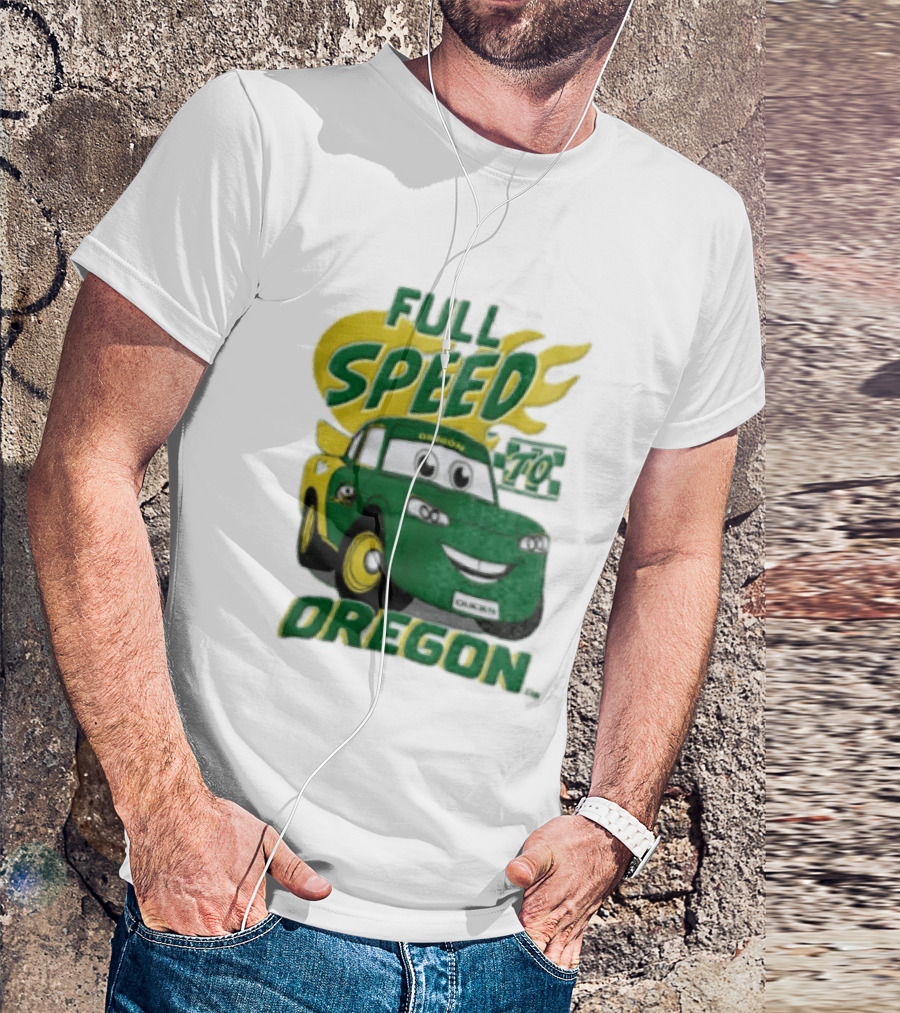 Full Speed Oregon Ducks Car Toon Sporting Team Spirit T-Shirt