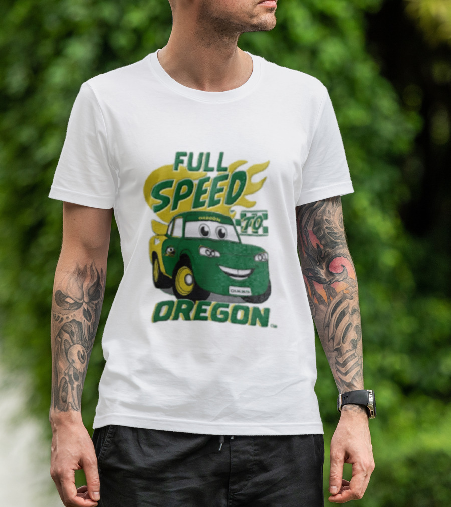 Full Speed Oregon Ducks Car Toon Sporting Team Spirit T-Shirt
