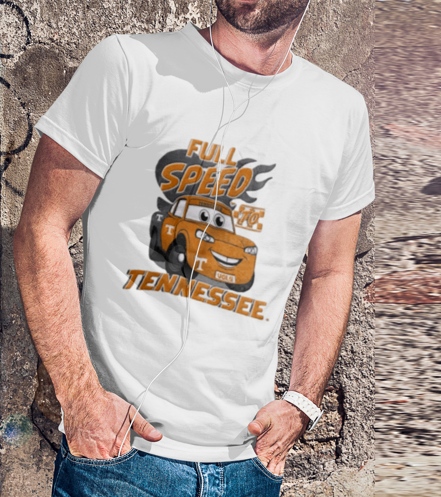 Full Speed Tennessee Vols Truck Cartoon With Flames And Number Plate T-Shirt