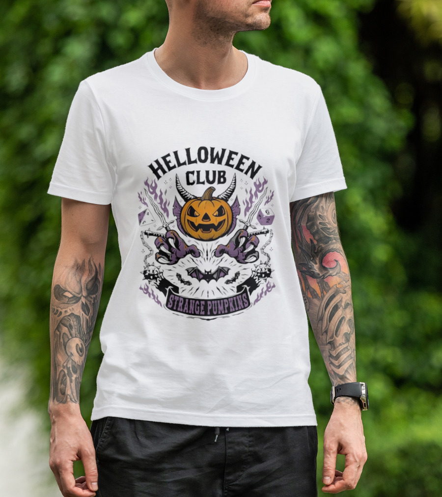 Helloween Club Strange Pumpkins Halloween Jack O' Lantern Monster Claws T-Shirt