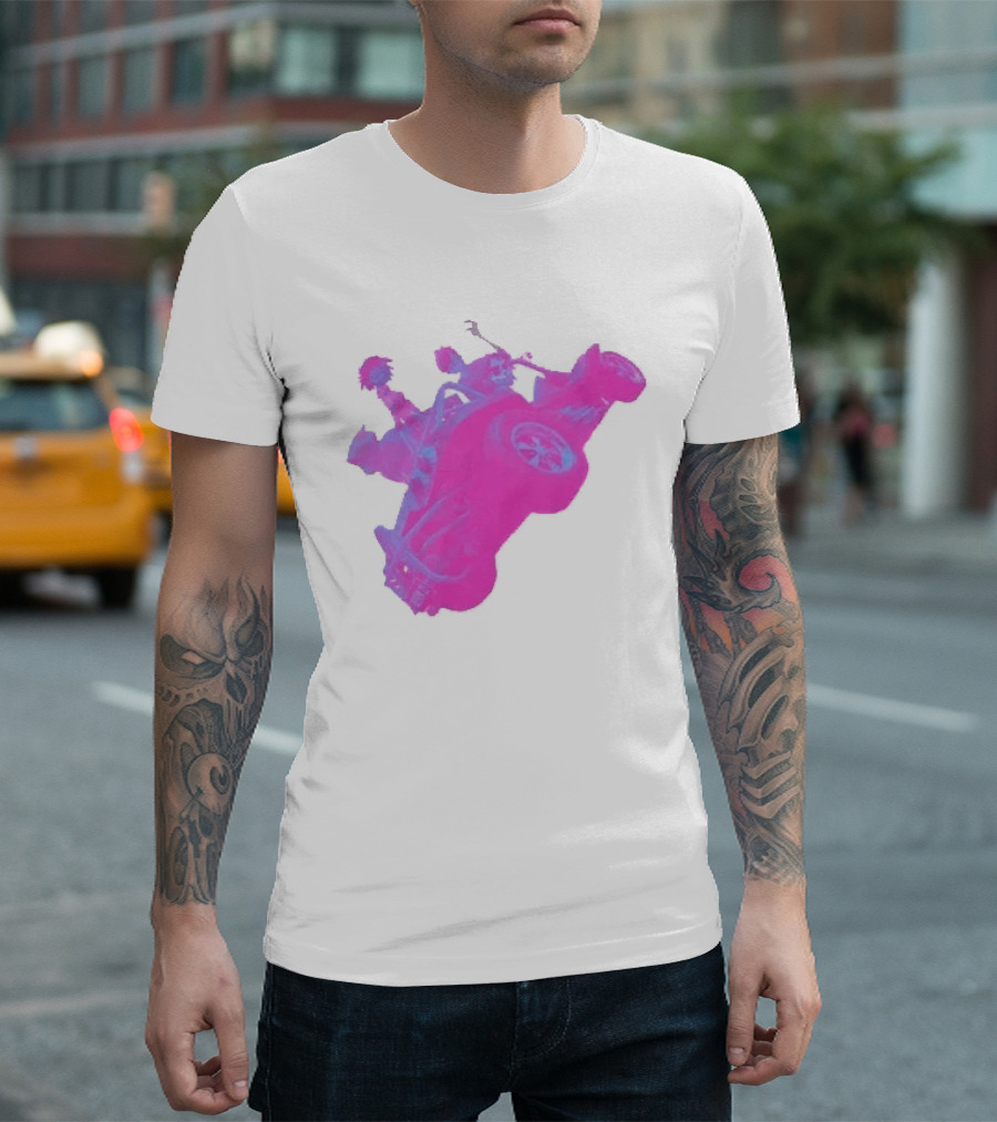 Hot Topic Gorillaz Neon Buggy Pink Blue Vehicle T-Shirt