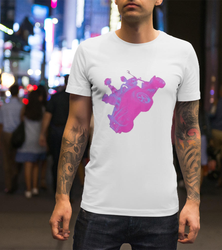 Hot Topic Gorillaz Neon Buggy Pink Blue Vehicle T-Shirt