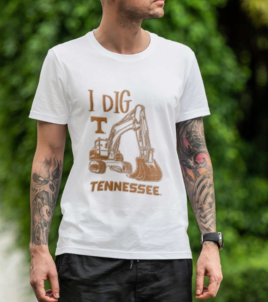 I Dig Tennessee Excavator Orange Text Construction Equipment T-Shirt