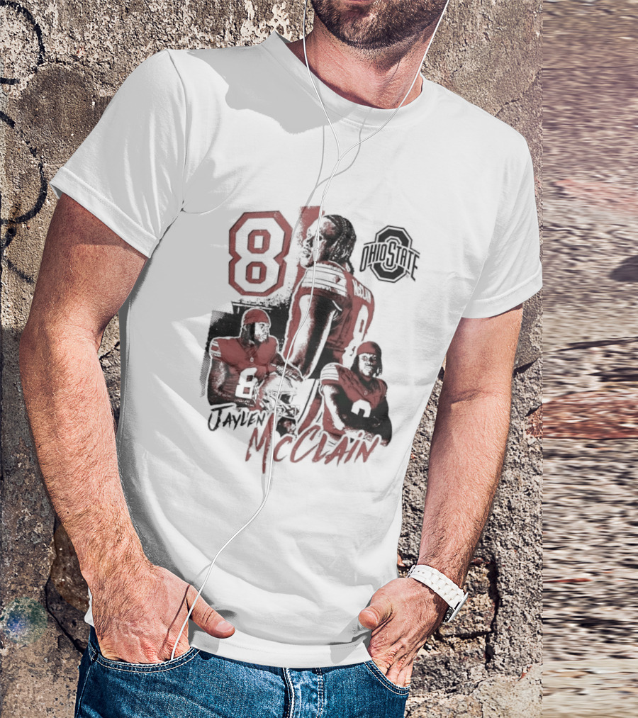Ohio State Buckeyes Jaylen McClain No 8 Football Player T-Shirt