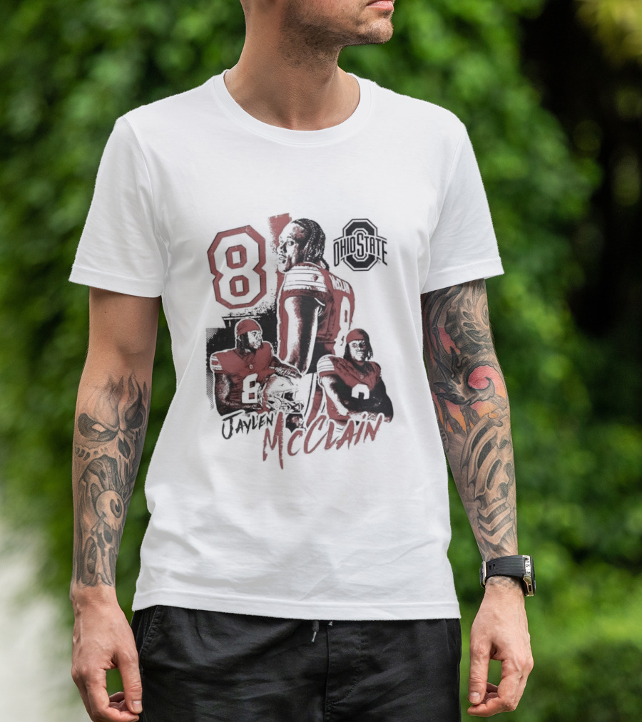 Ohio State Buckeyes Jaylen McClain No 8 Football Player T-Shirt