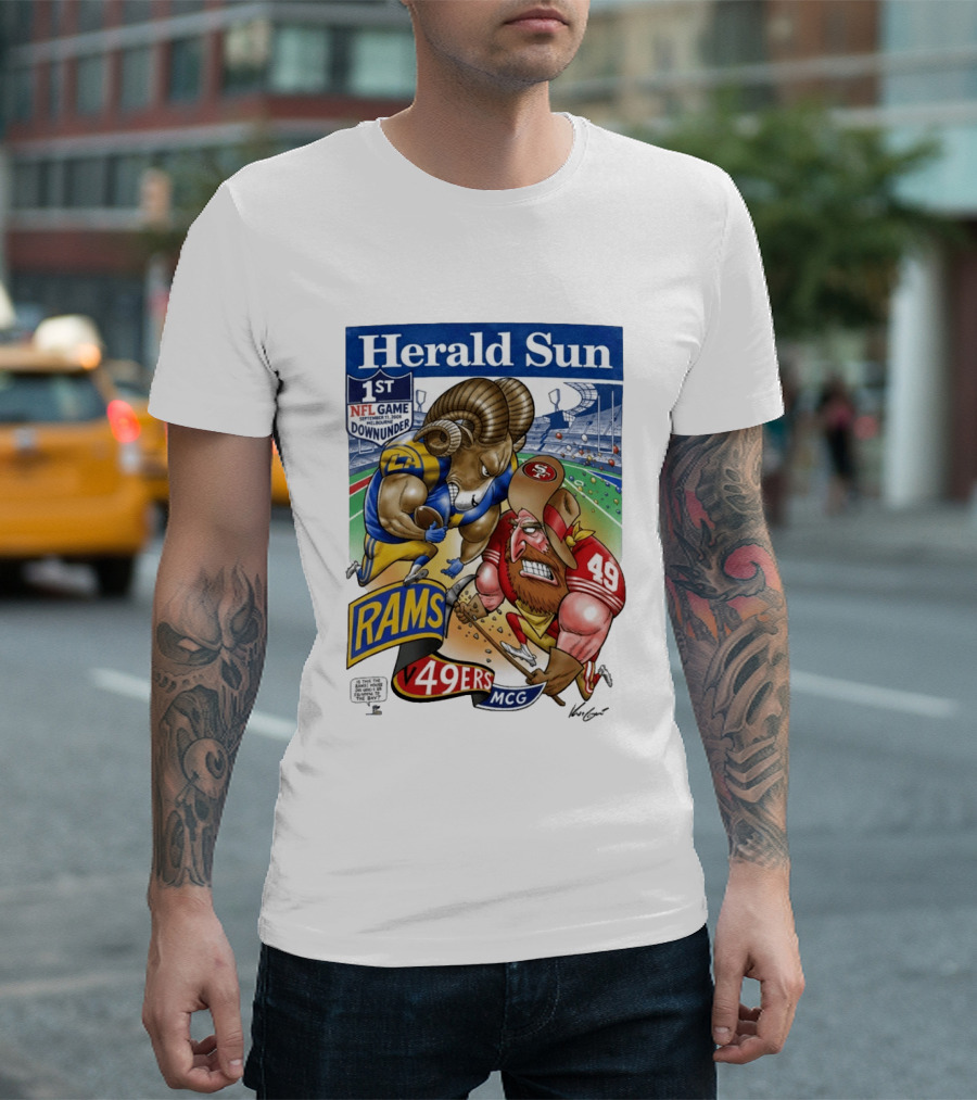 Herald Sun 1st NFL Game Down Under September 11 2026 Rams Vs 49ers MCG Melbourne T-Shirt