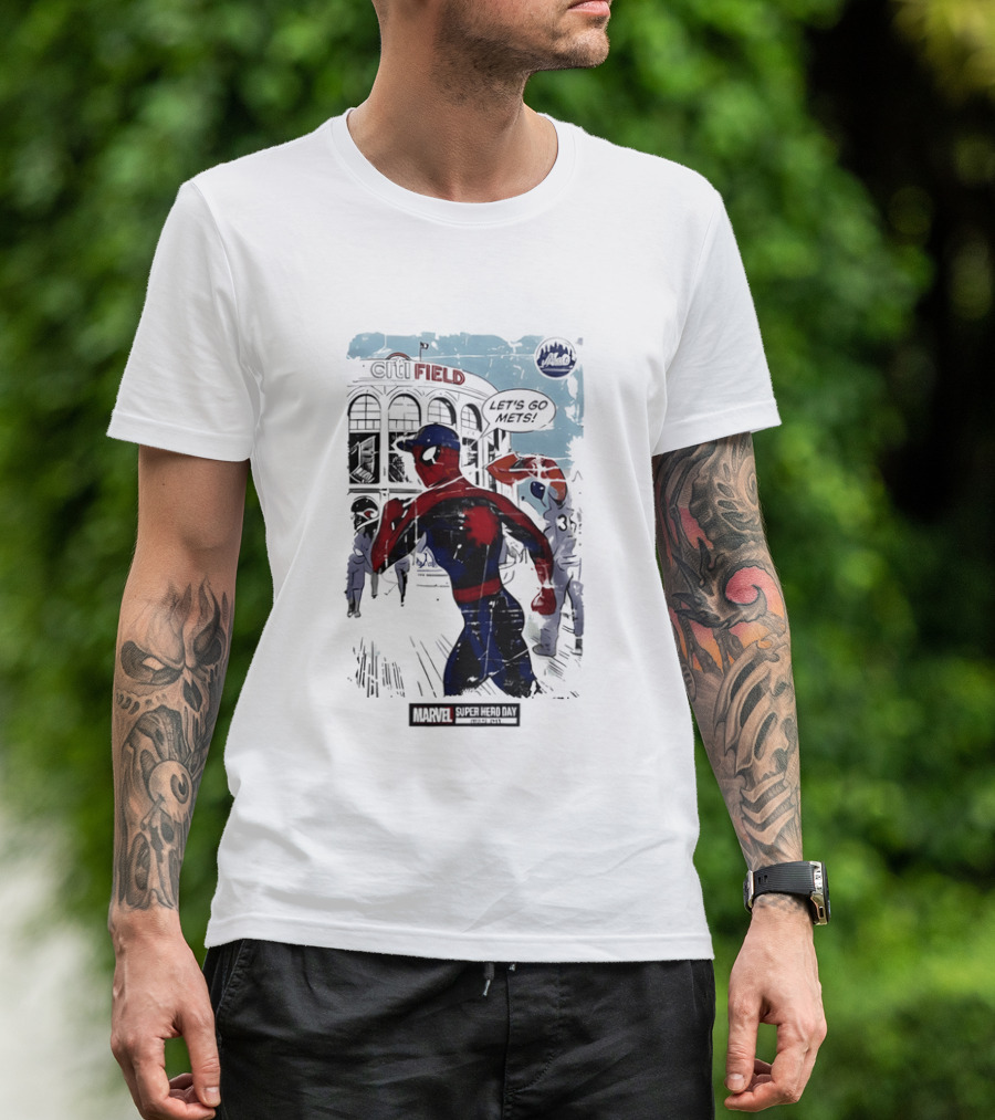 Marvel Spiderman Citi Field Let's Go Mets T-Shirt