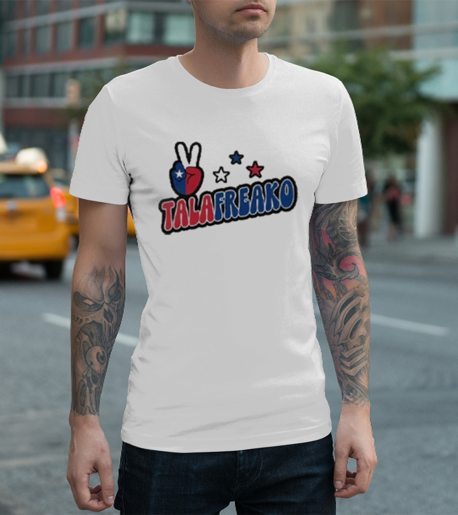 TALAFREAKO Chilean Flag Peace Sign Stars Patriotic T-Shirt