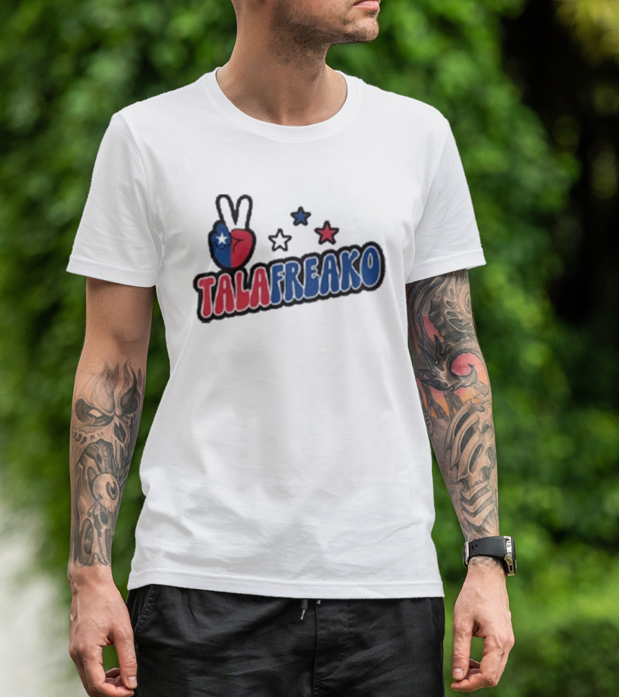 TALAFREAKO Chilean Flag Peace Sign Stars Patriotic T-Shirt