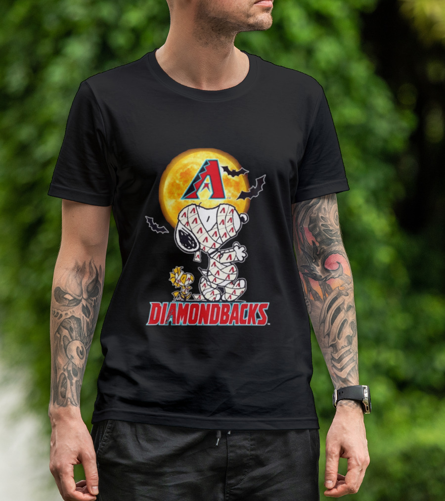 Arizona Diamondbacks Snoopy Woodstock Mummy Halloween Moon Bats T-Shirt