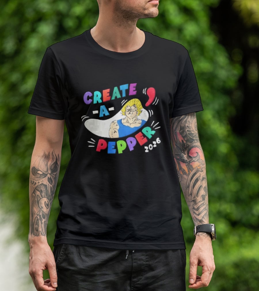 Create A Pepper 2026 Cartoon Anime Majin Vegeta T-Shirt