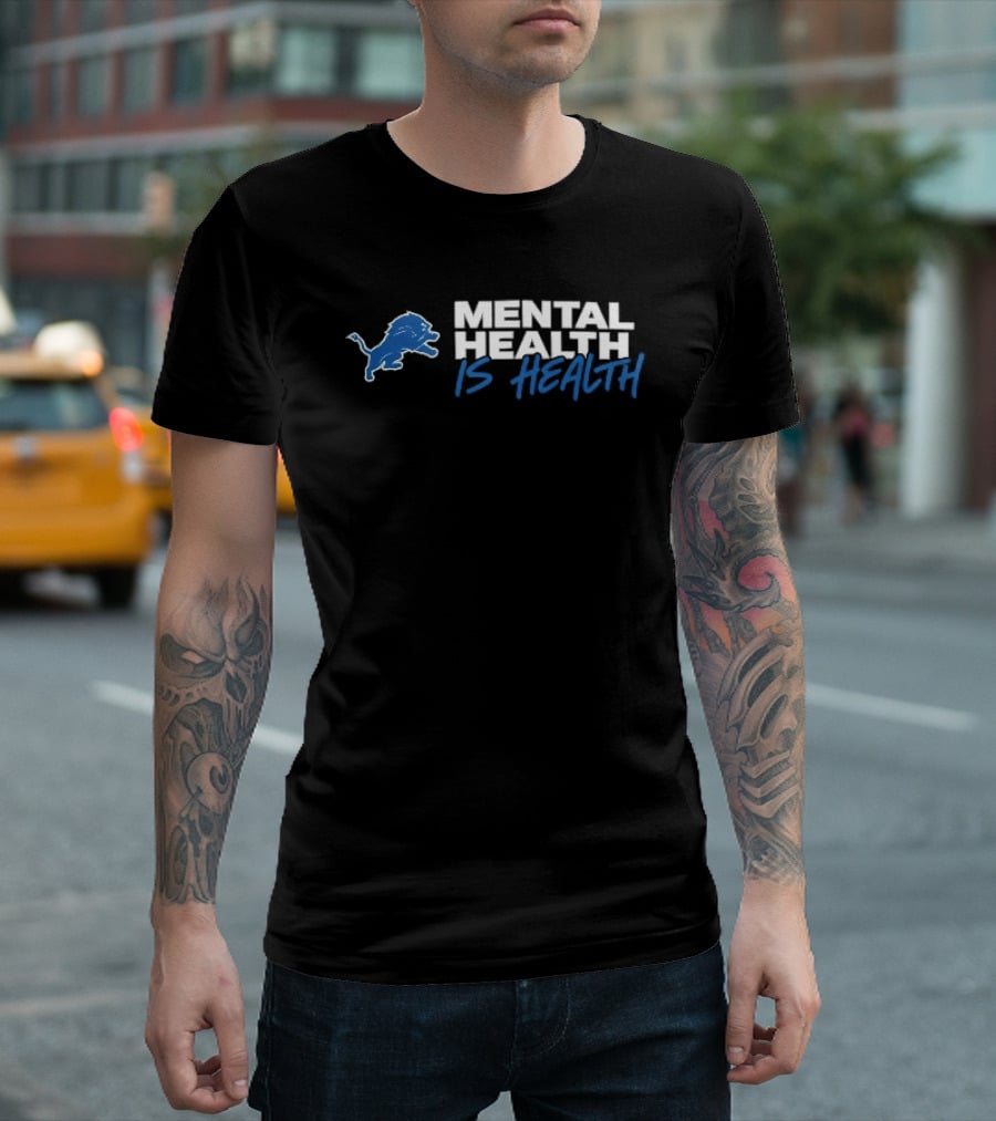 Detroit Lions Mental Health Is Health Blue Lion T-Shirt