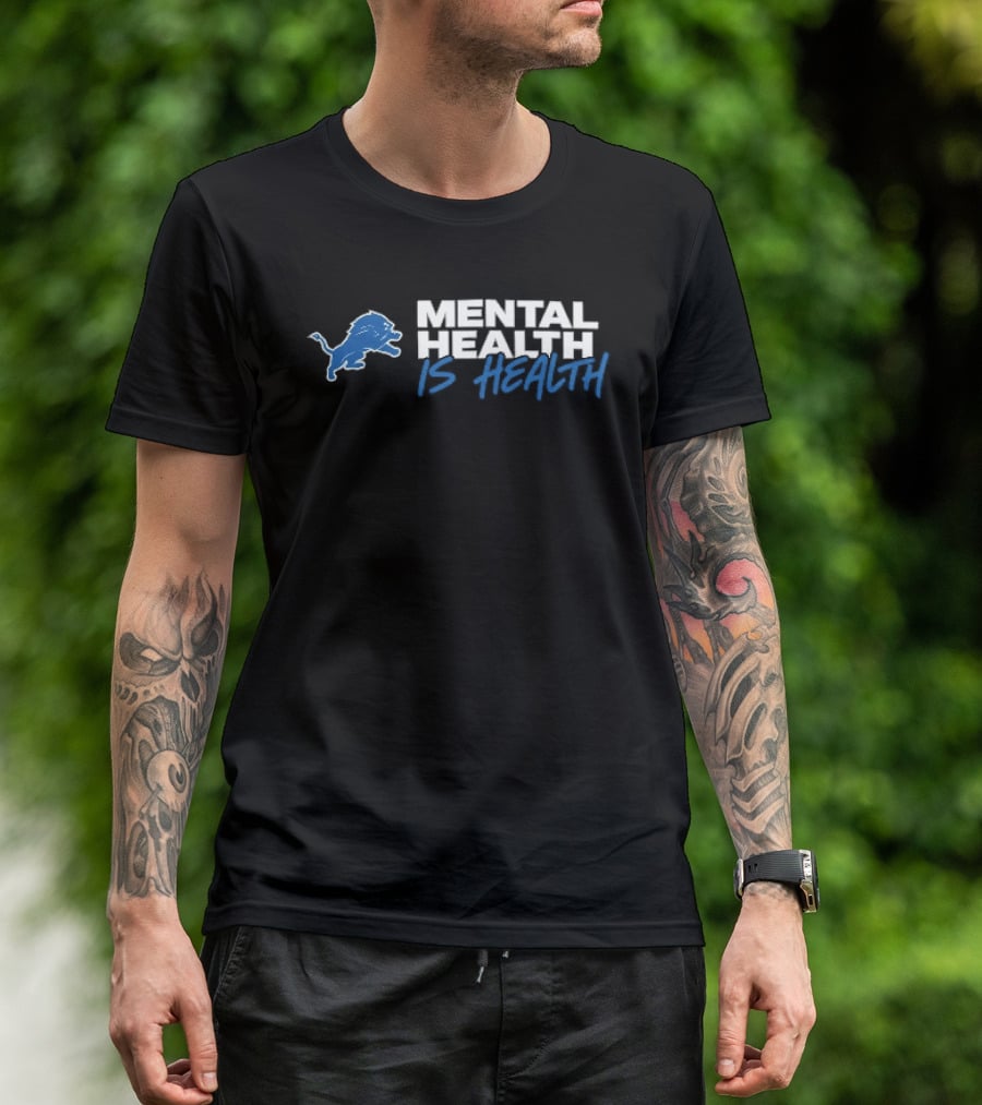 Detroit Lions Mental Health Is Health Blue Lion T-Shirt
