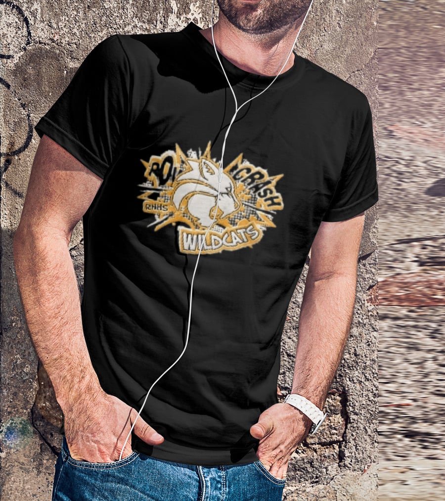 RHHS Wildcats Pow Crash Comic Burst Halftone Head T-Shirt