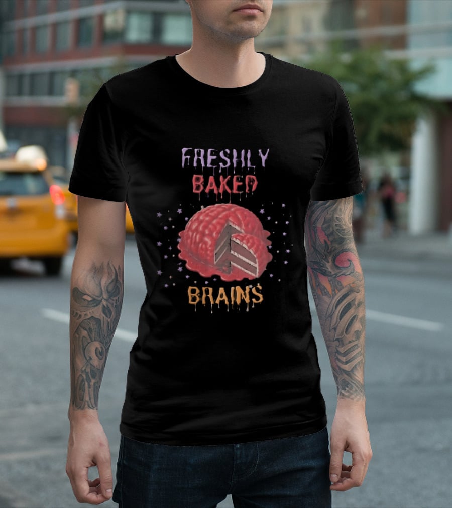 Freshly Baked Brains Red Layered Cake Slice With Stars T-Shirt