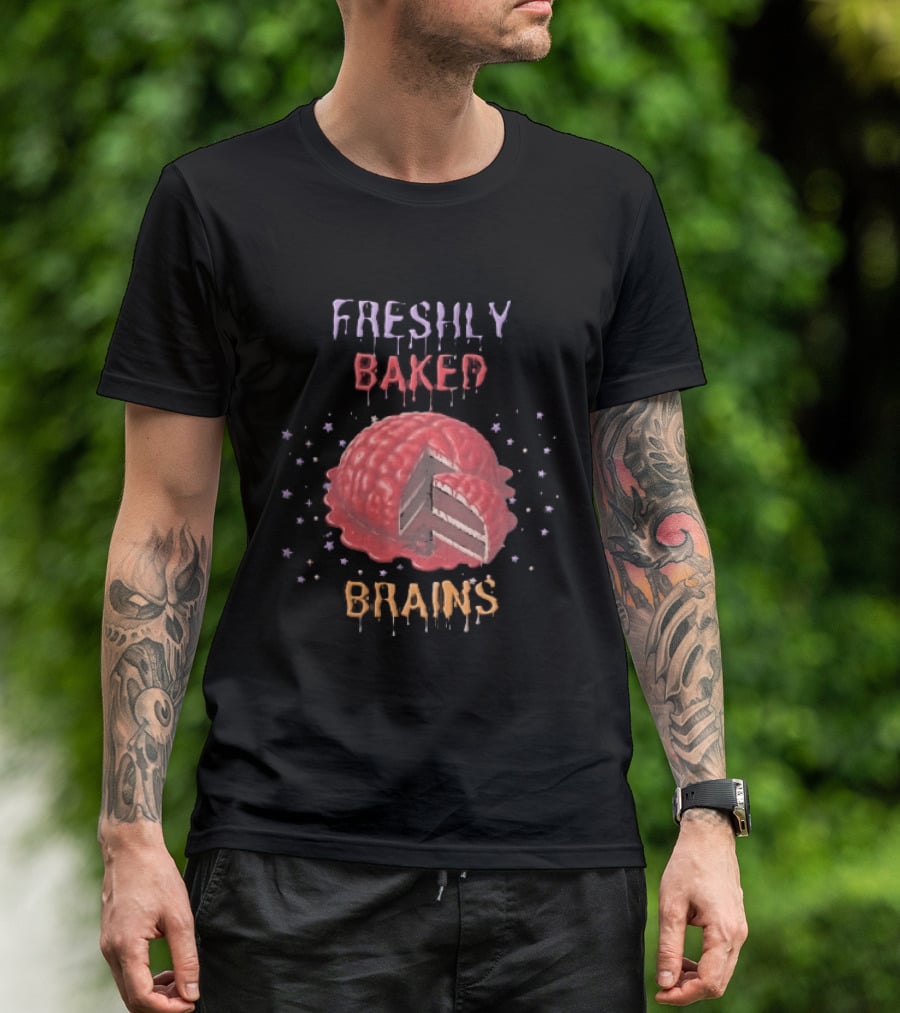 Freshly Baked Brains Red Layered Cake Slice With Stars T-Shirt