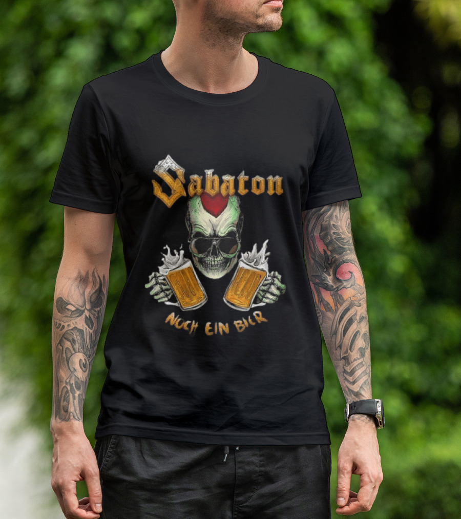 Sabaton Noch Ein Bier Skull With Dual Beer S And Skull T-Shirt