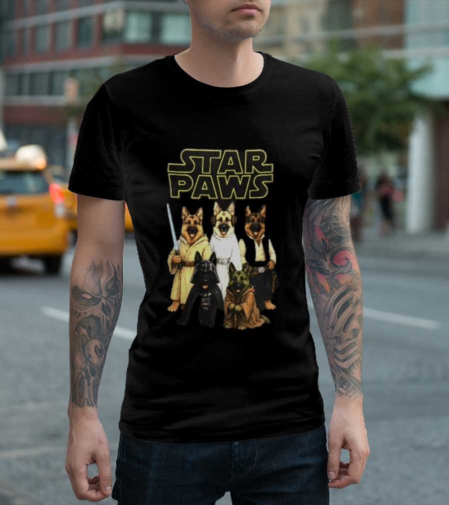Star Paws German Shepherd Dogs In Space Costumes With Lightsaber T-Shirt