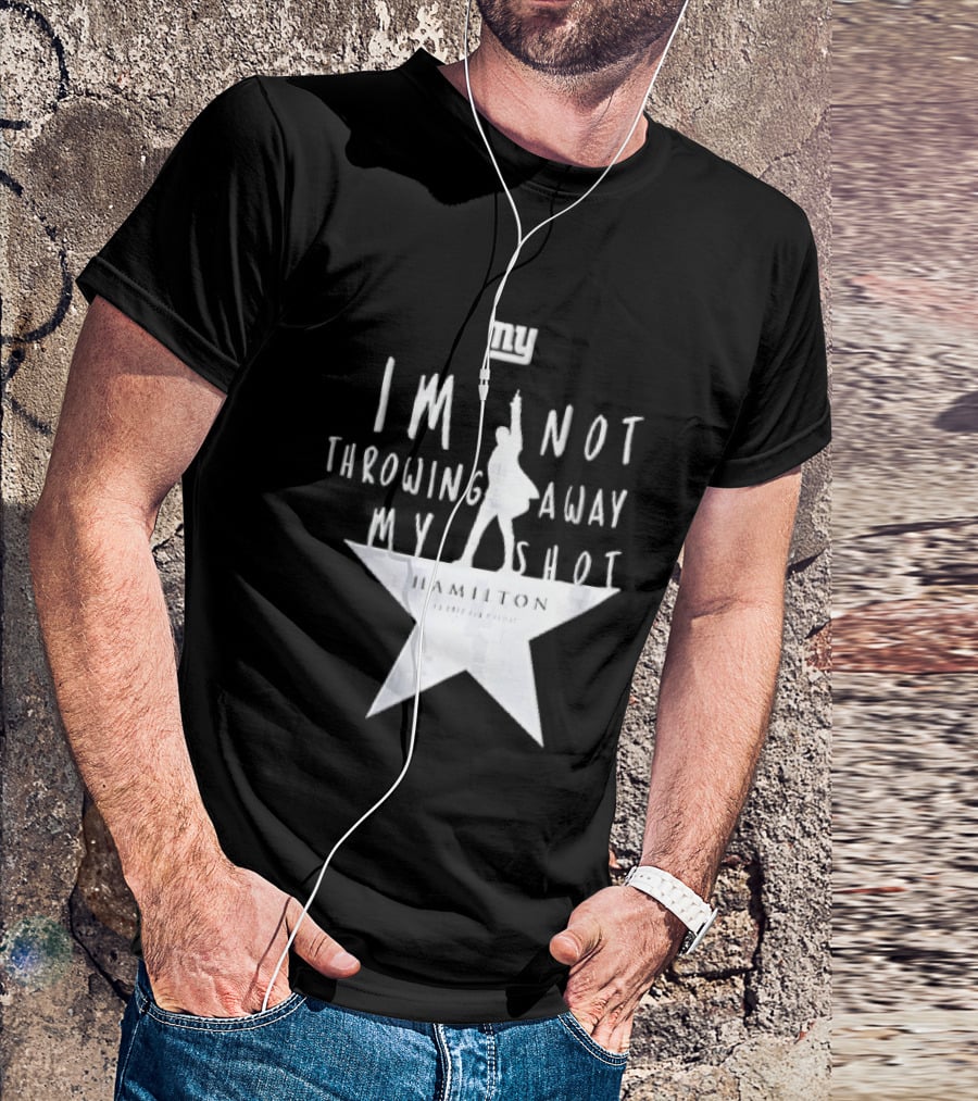 New York Giants I'm Not Throwing Away My Shot Hamilton Musical Silhouette Star T-Shirt