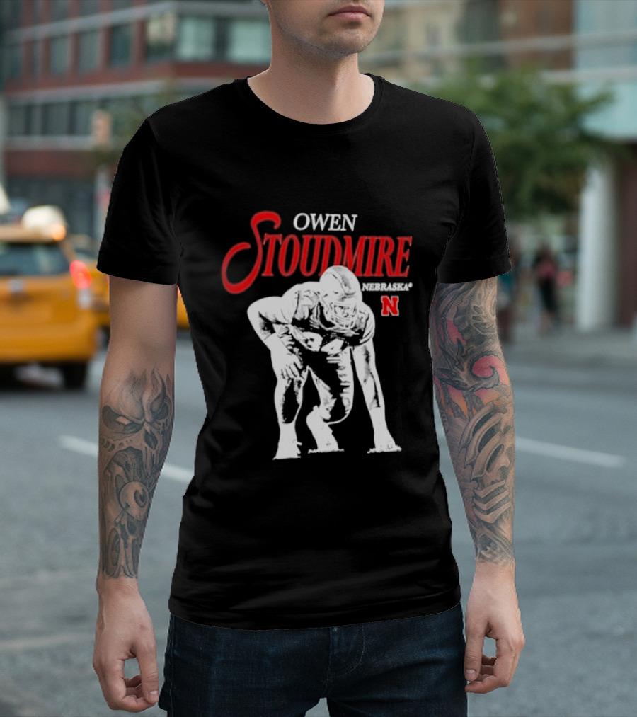Owen Stoudmire Nebraska Cornhuskers NCAA Football Pose T-Shirt