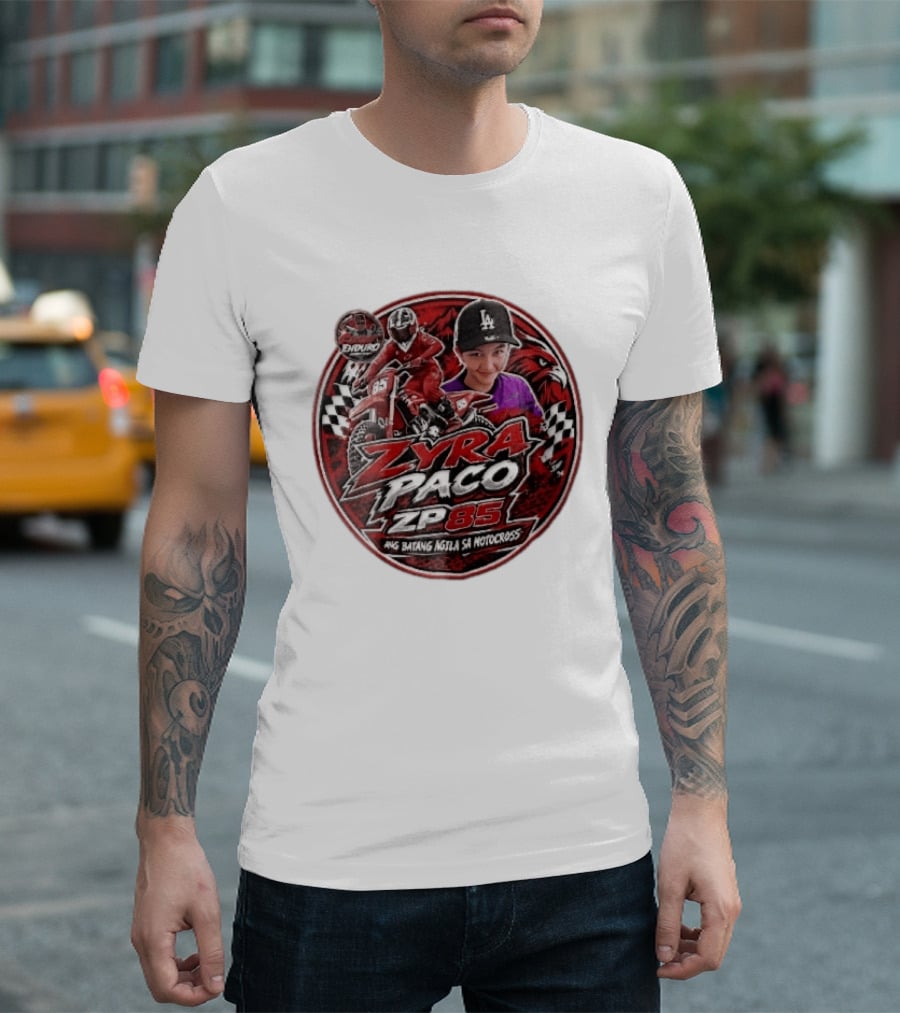 Zyra Paco ZP85 Enduro Ang Batang Agila SA Motocross Dirt Bike Rider Eagle Checkered Flags T-Shirt