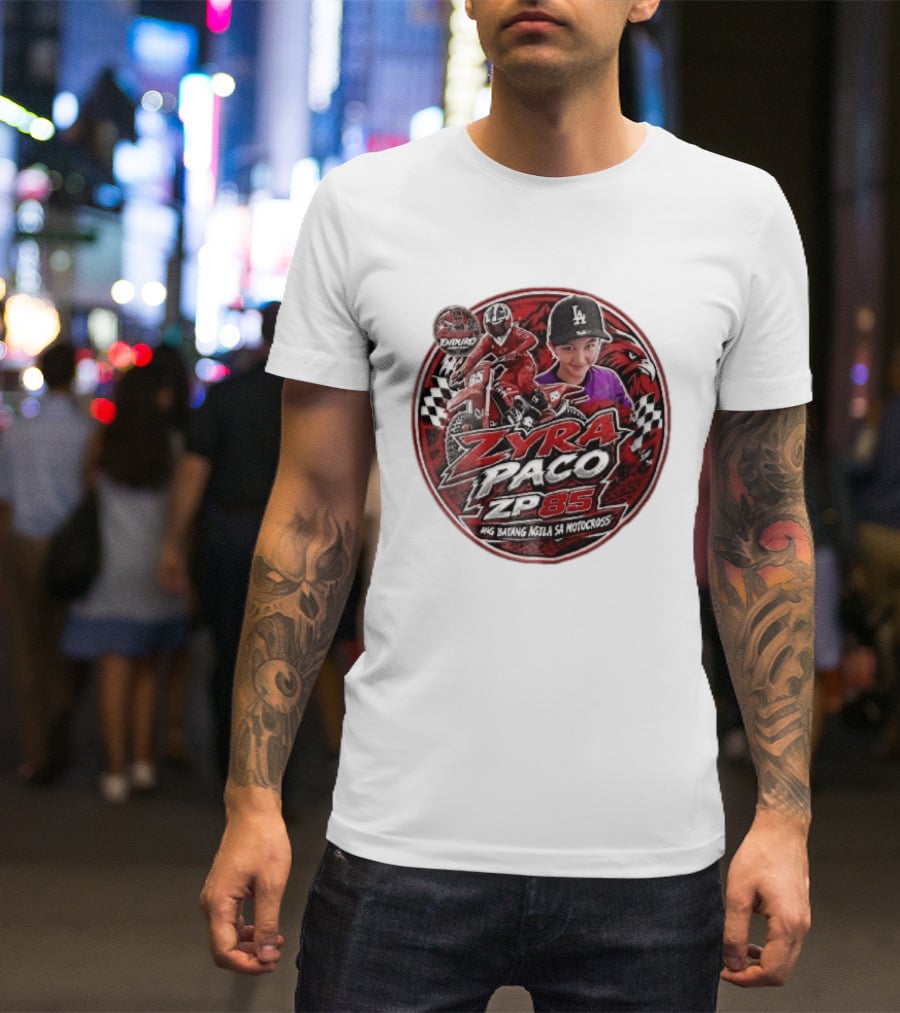 Zyra Paco ZP85 Enduro Ang Batang Agila SA Motocross Dirt Bike Rider Eagle Checkered Flags T-Shirt