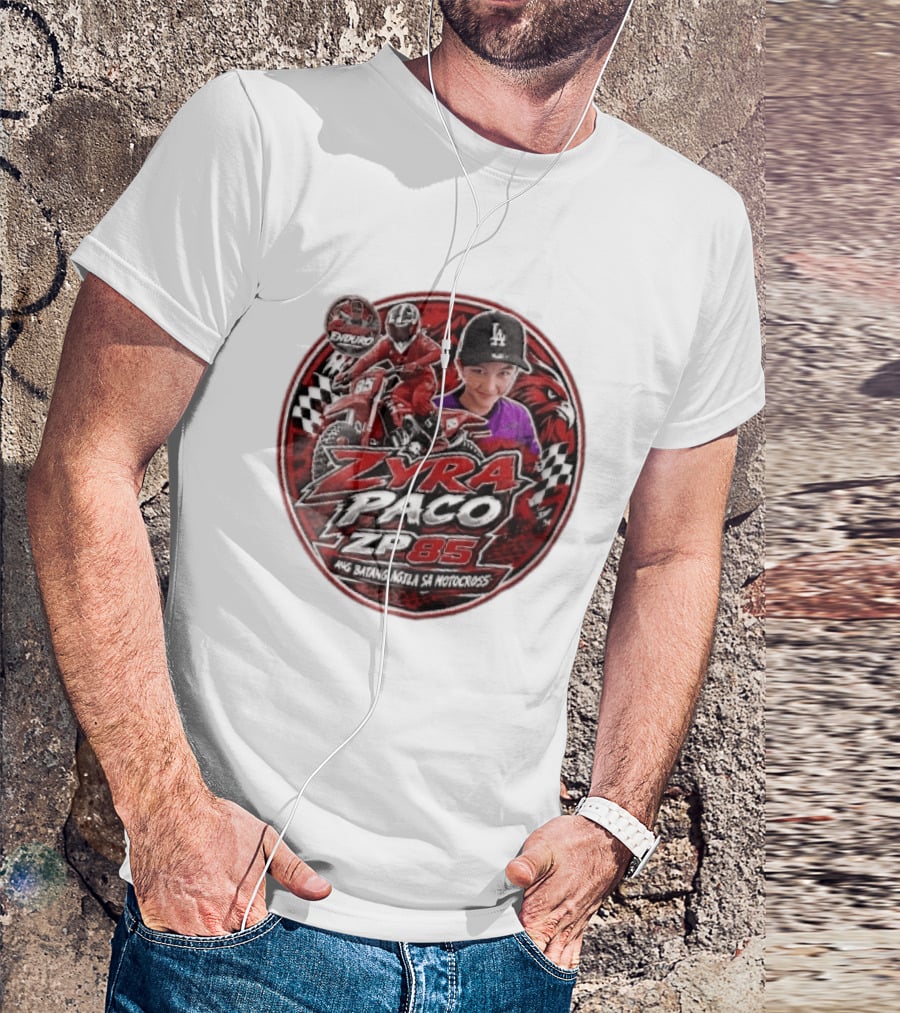 Zyra Paco ZP85 Enduro Ang Batang Agila SA Motocross Dirt Bike Rider Eagle Checkered Flags T-Shirt