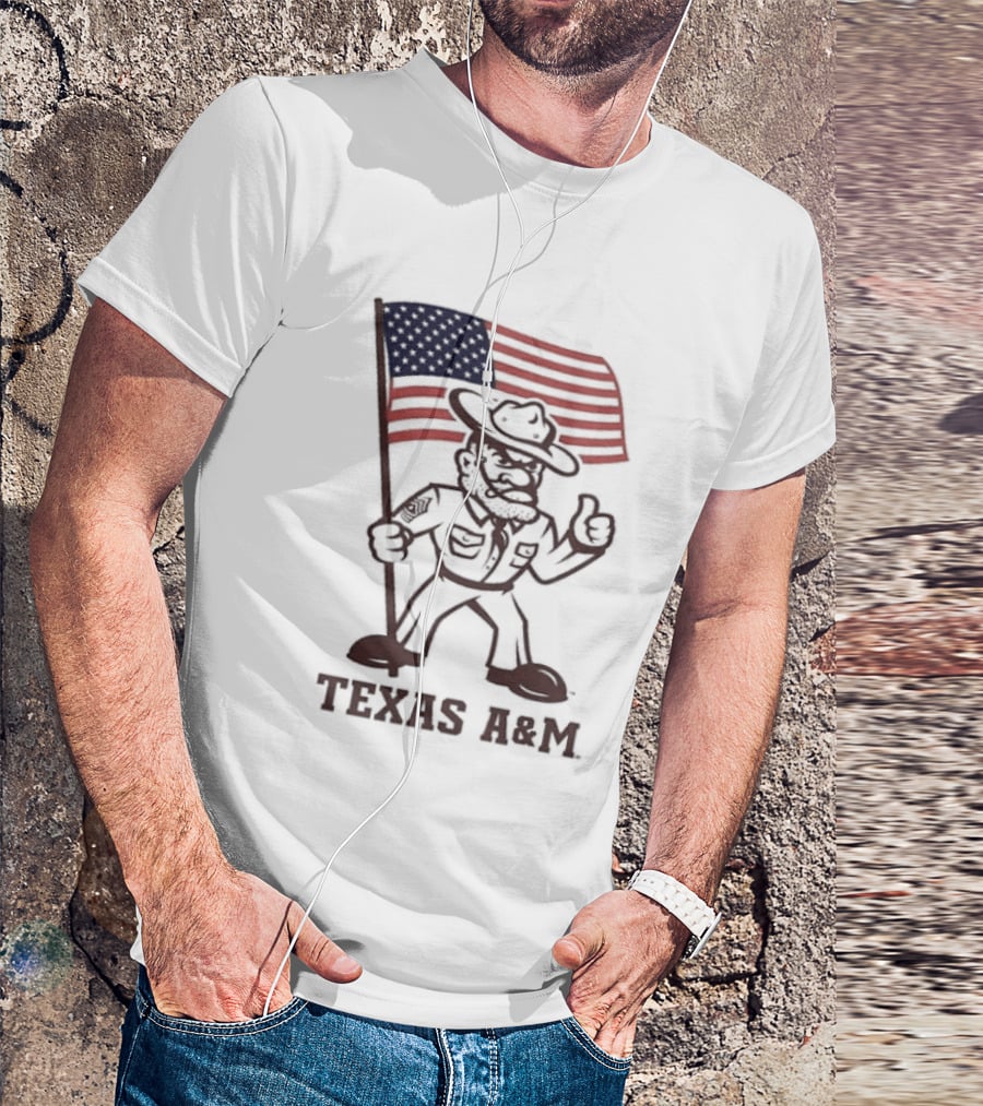 Awesome The Ol' Sarge Collection Texas A&M Maroon USA Flag T-Shirt