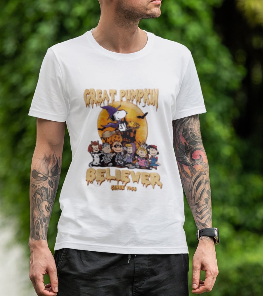 Great Pumpkin Believer Since 1966 Peanuts Halloween Snoopy Woodstock Charlie Brown Linus Sally Lucy Iconic Cartoon T-Shirt