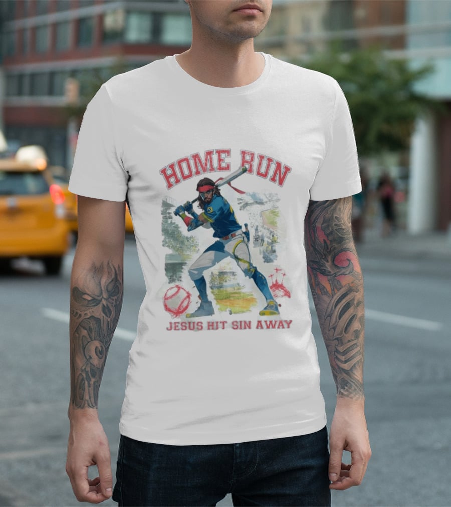 Home Run Jesus Hit Sin Away Baseball Faithful Player T-Shirt