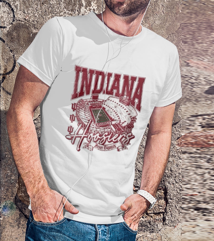 Indiana Hoosiers Never Daunted Memorial Stadium Aerial View Football Field Banner T-Shirt