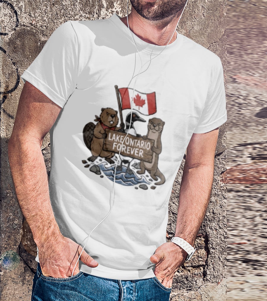 Lake Ontario Forever Canadian Flag Beaver Goose Otter T-Shirt