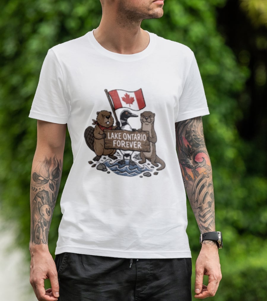 Lake Ontario Forever Canadian Flag Beaver Goose Otter T-Shirt