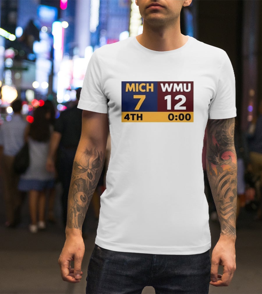 Nice Dave Portnoy Wearing MICH 7 WMU 12 4th 0:00 Michigan Miracle Comeback T-Shirt