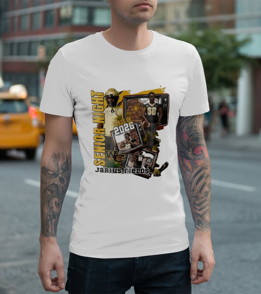 Senior Night Jarius Fields Class Of 2026 WC Football Player Collage T-Shirt