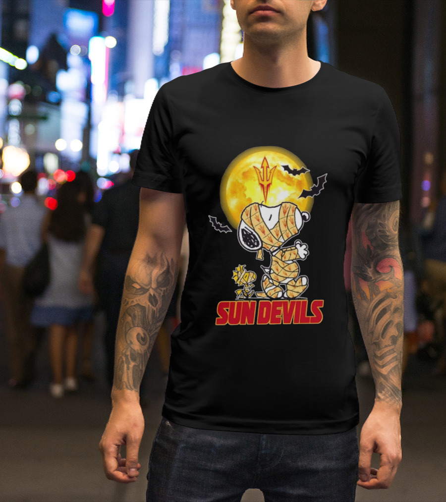 Arizona State Sun Devils Snoopy Woodstock Cosplay Mummy Halloween T-Shirt